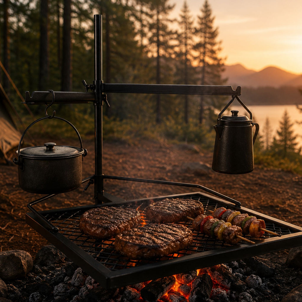 Wildtrak Heavy-duty Adjustable Frontier Cooking Grill Combo 70x60x40cm - view 3