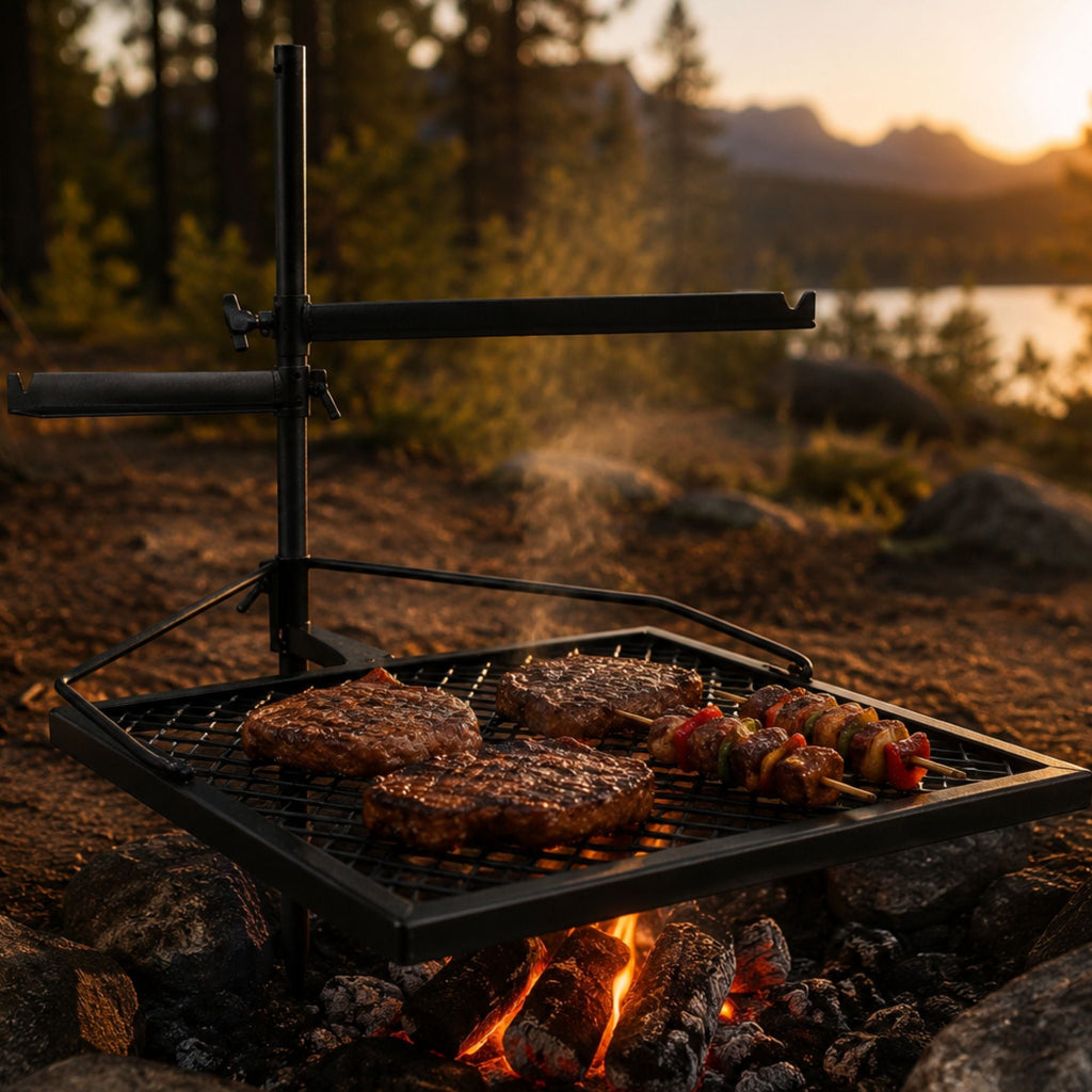 Wildtrak Heavy-duty Adjustable Frontier Cooking Grill Combo 70x60x40cm - view 4