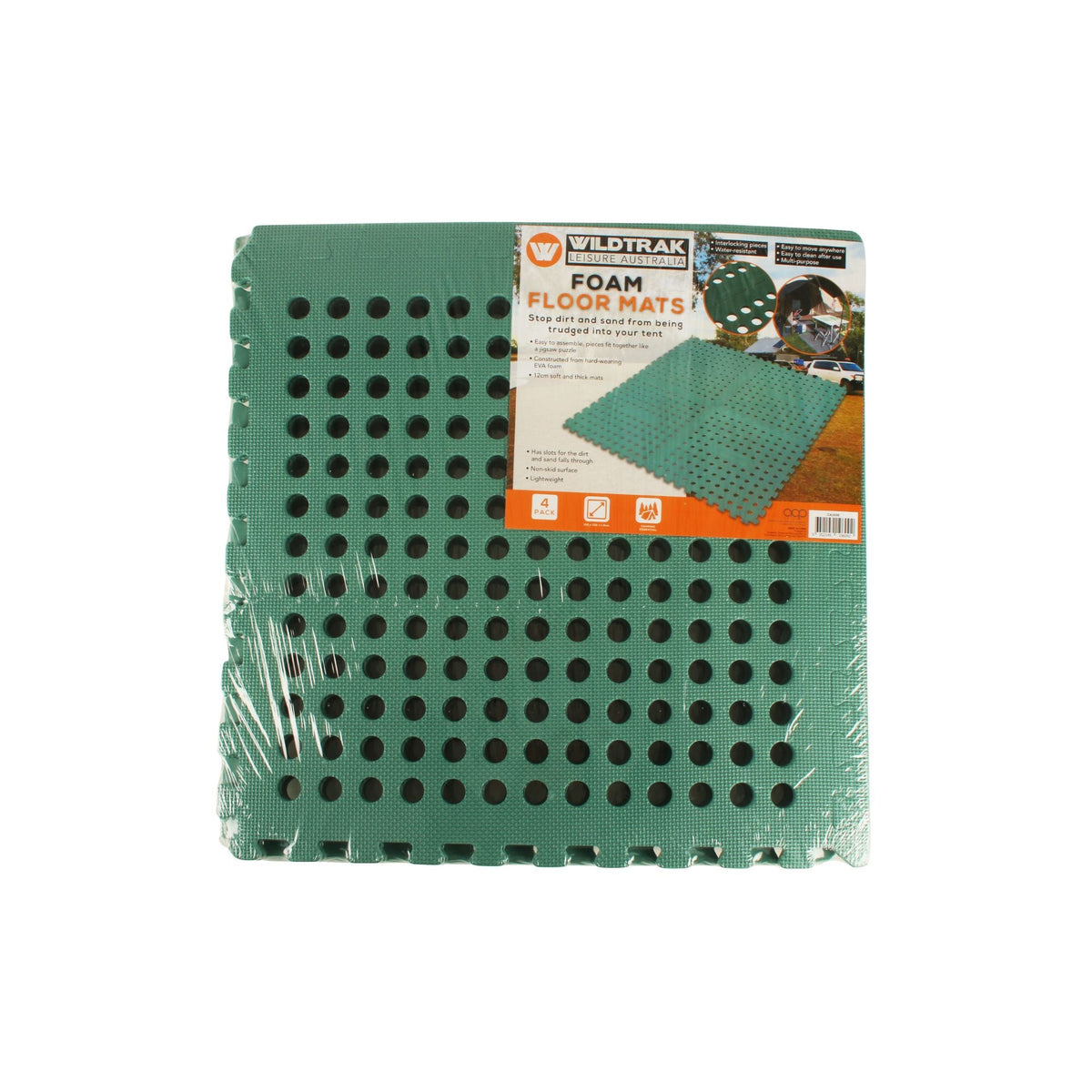 Wildtrak 4 Pack Interlocking Foam Floor Mats Non-Skid, Lightweight - Green 60x60cm - view 7
