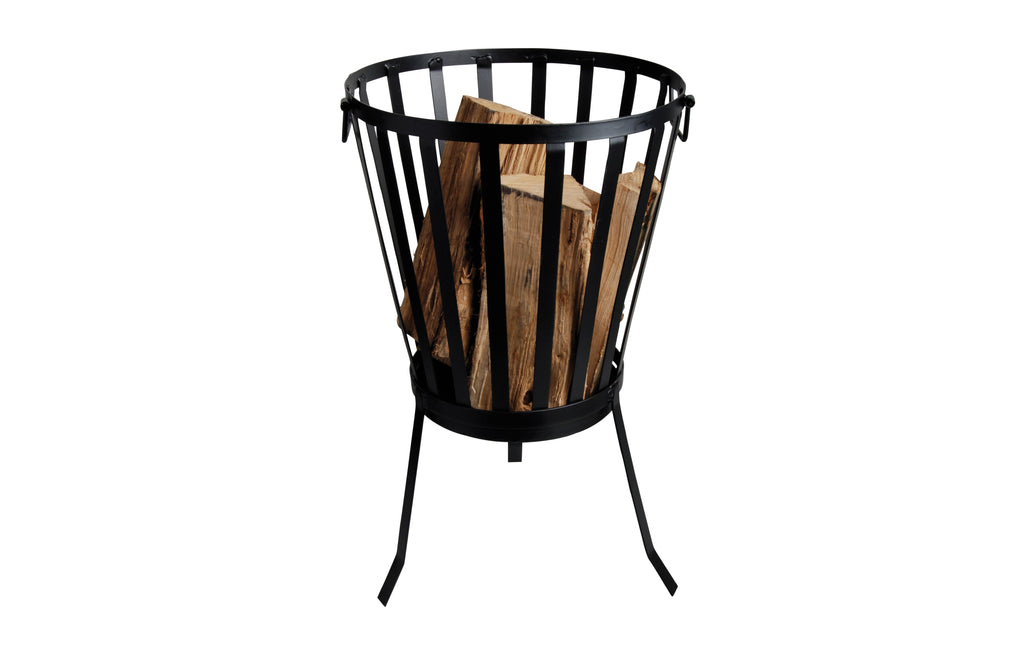 Ignite 58cm Black Steel Portable Firepit/Planter/Wood Storage Basket with Legs - view 7