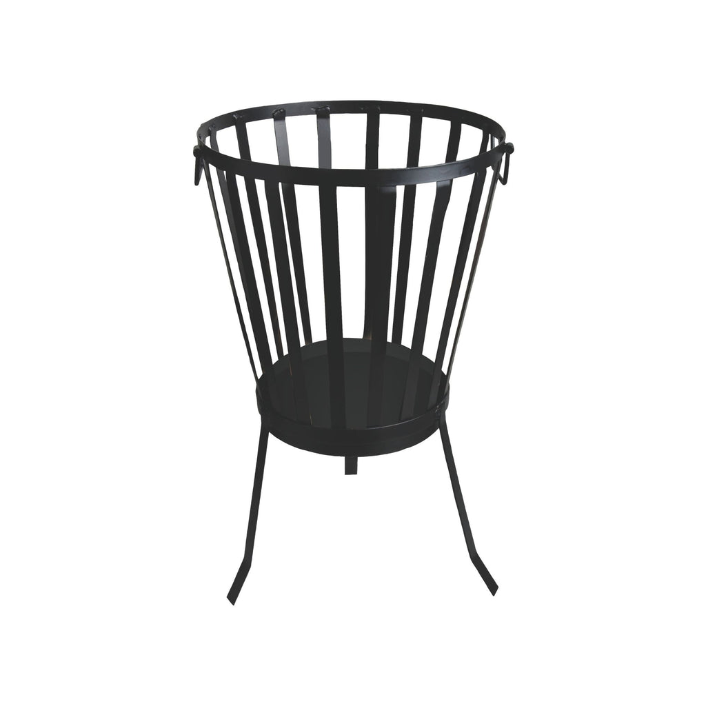 Ignite 58cm Black Steel Portable Firepit/Planter/Wood Storage Basket with Legs