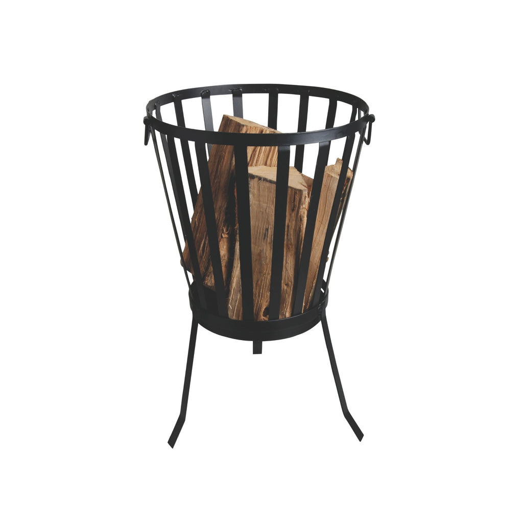 Ignite 58cm Black Steel Portable Firepit/Planter/Wood Storage Basket with Legs - view 4