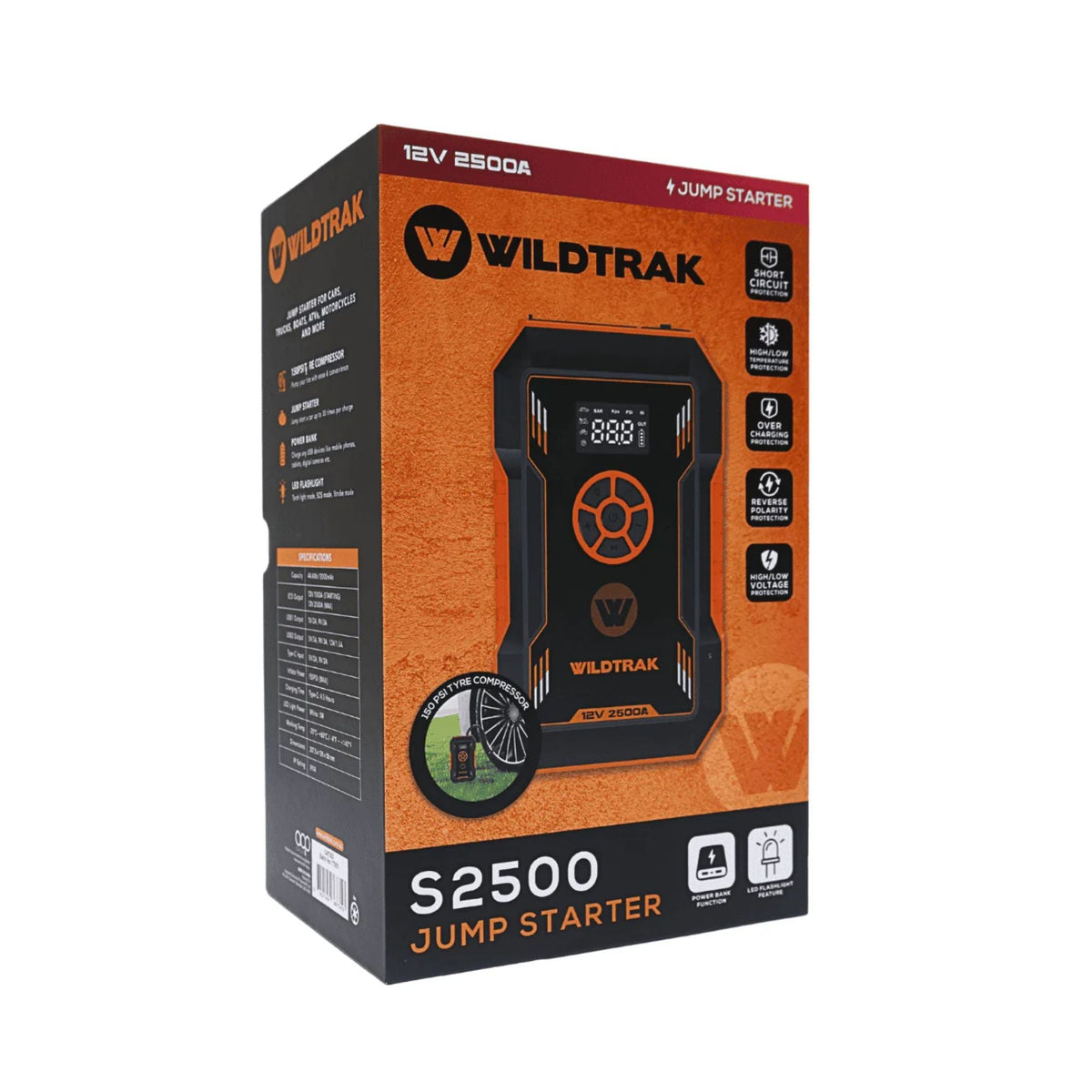 Wildtrak Heavy Duty 2500A Lithium Jump Starter 12000mAh with Tyre Compressor - view 13