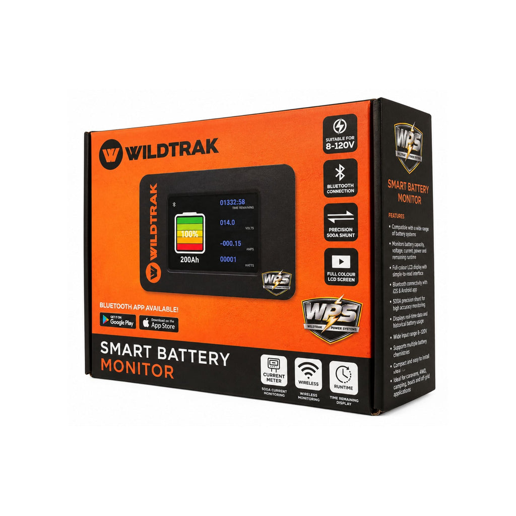 Wildtrak Smart Battery Monitor LCD Touch Screen 500A Shunt Bluetooth