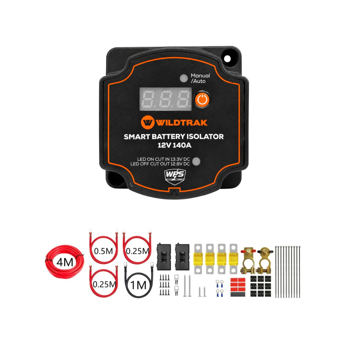 Wildtrak 140A Smart Battery Isolator with Wiring Kit