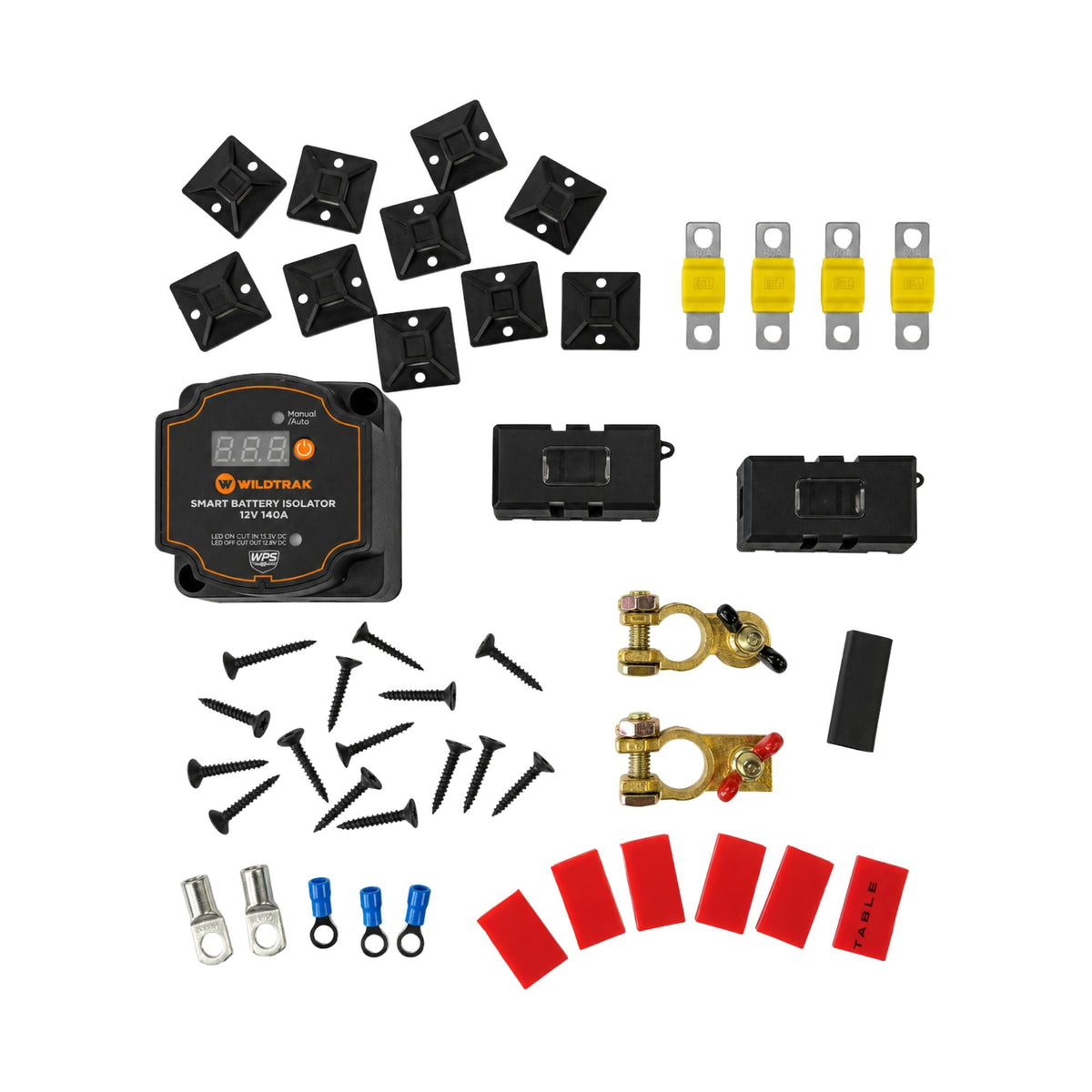 Wildtrak 140A Smart Battery Isolator with Wiring Kit