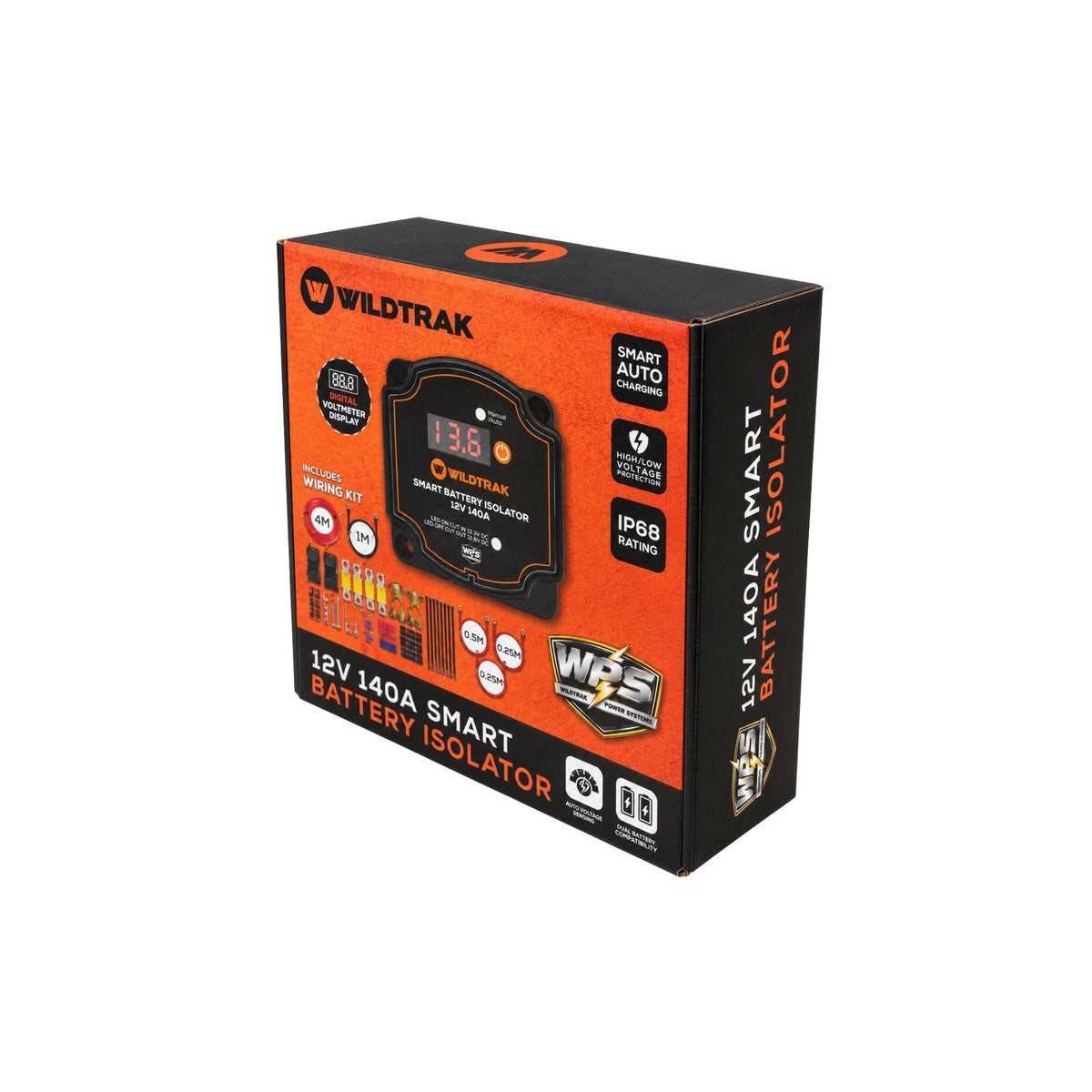 Wildtrak 140A Smart Battery Isolator with Wiring Kit