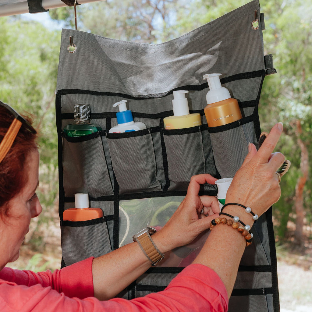 Wildtrak 14 Compartment Car/Caravan Camping Hanging Organiser with Mirror 123x48cm - view 4