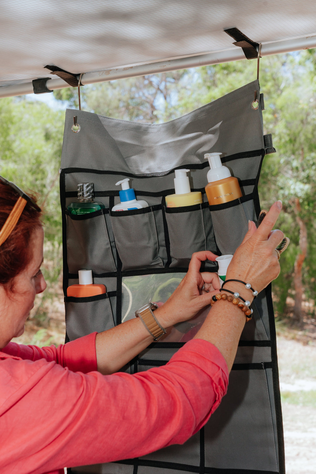Wildtrak 14 Compartment Car/Caravan Camping Hanging Organiser with Mirror 123x48cm - view 12