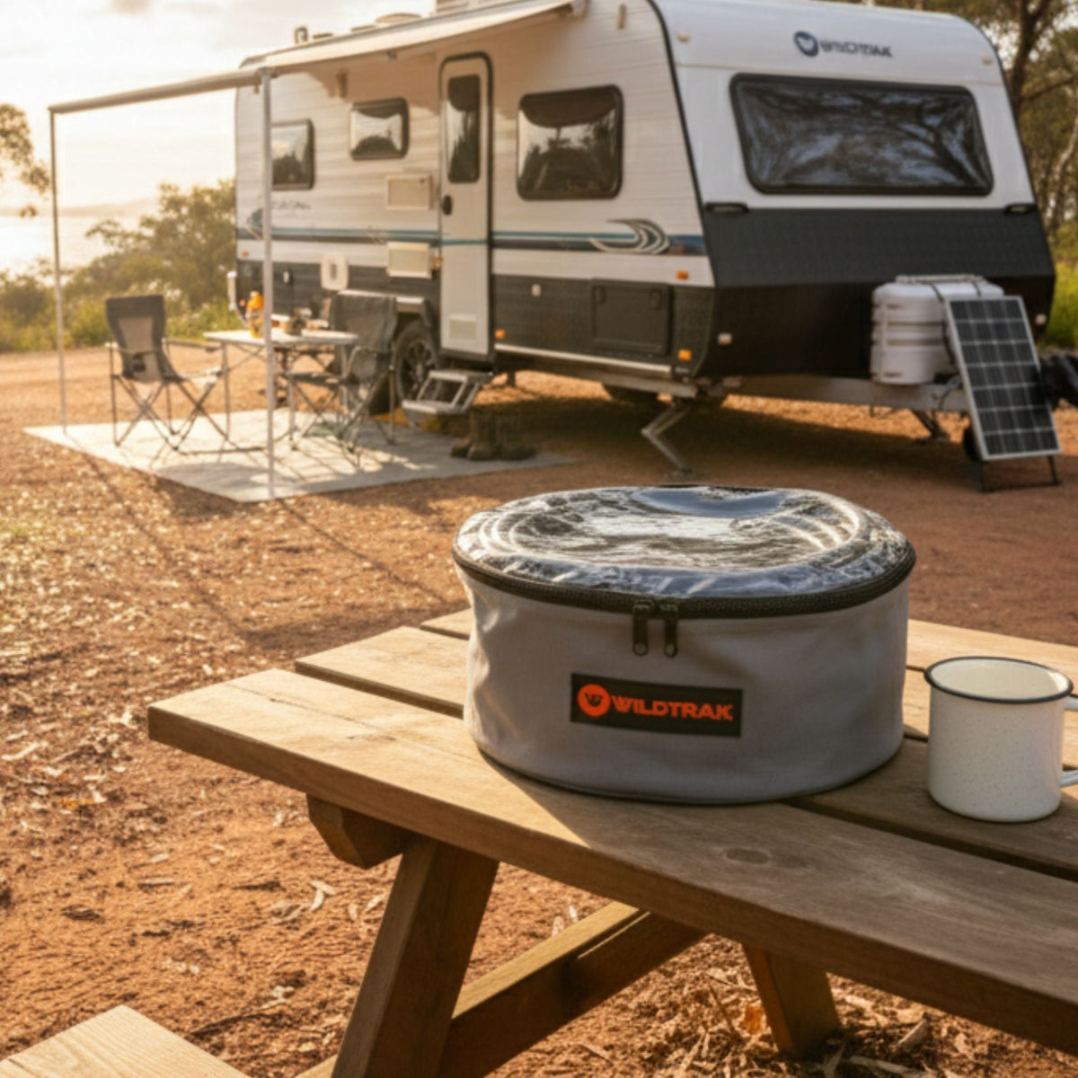 Wildtrak Round Heavy-duty Mesh Base Clear Top Caravan/RV Storage Bag with Handles 40x19cm - view 3