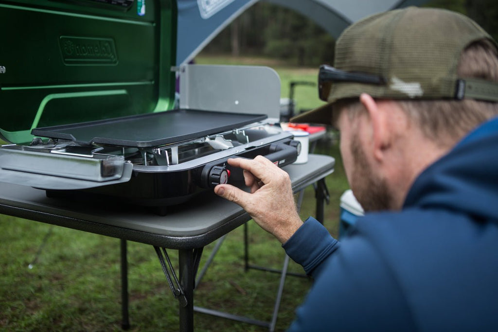 Coleman Eventemp 3-Burner Stove with Griddle and Built in Wind Guards, Stainless Steel Burners - view 5