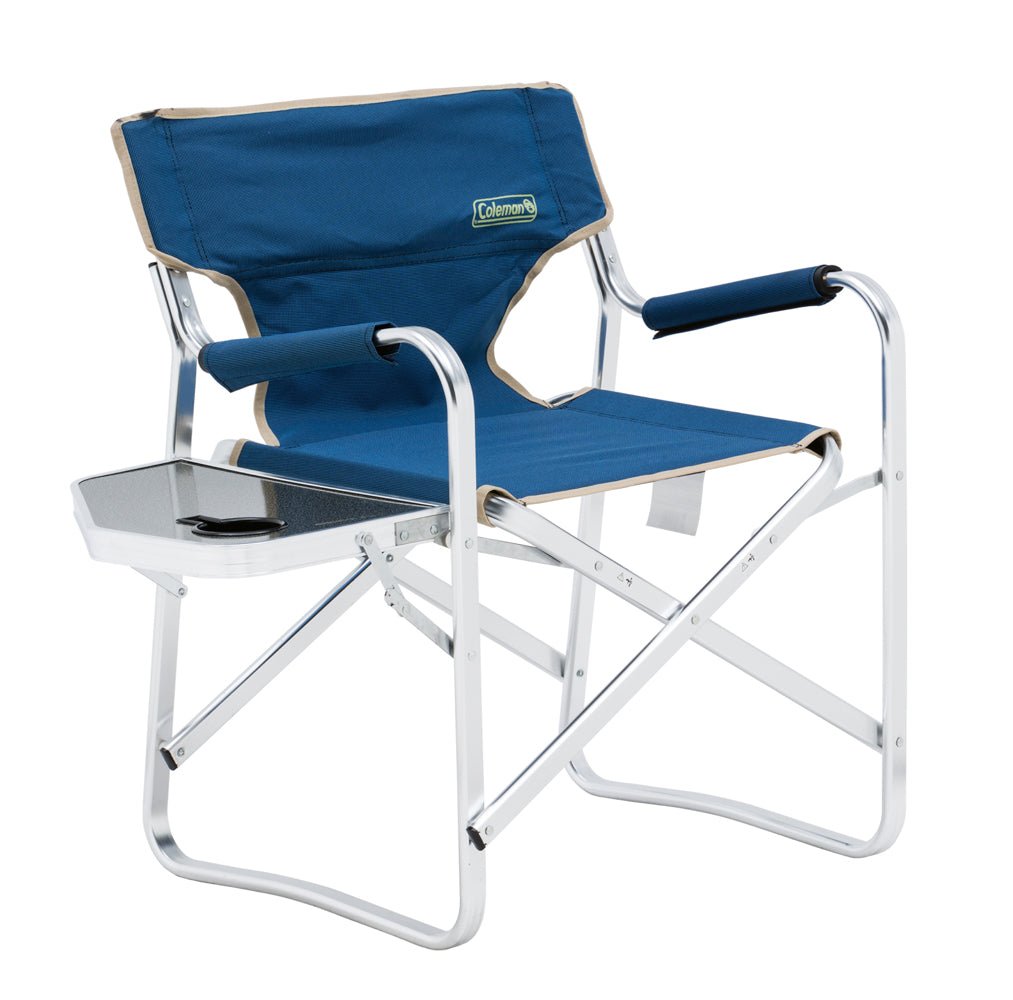 Coleman Flat Fold Directors Plus Camping Chair with Side Table - Blue - view 6