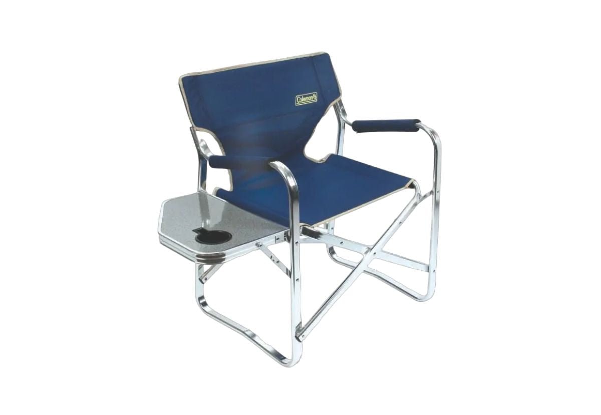 Coleman Flat Fold Directors Plus Camping Chair with Side Table - Blue - view 8