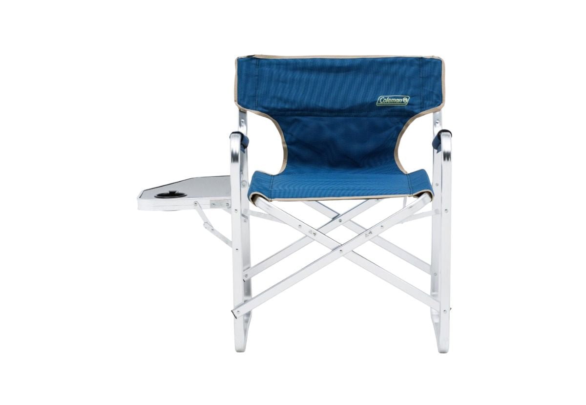 Coleman Flat Fold Directors Plus Camping Chair with Side Table - Blue - view 9