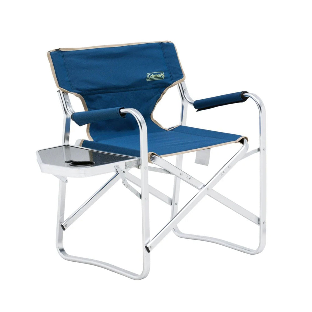 Coleman Flat Fold Directors Plus Camping Chair with Side Table - Blue