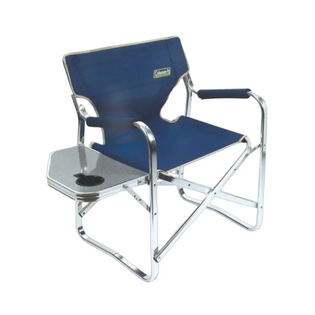 Coleman Flat Fold Directors Plus Camping Chair with Side Table - Blue - view 3