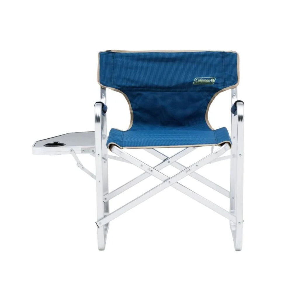 Coleman Flat Fold Directors Plus Camping Chair with Side Table - Blue - view 4