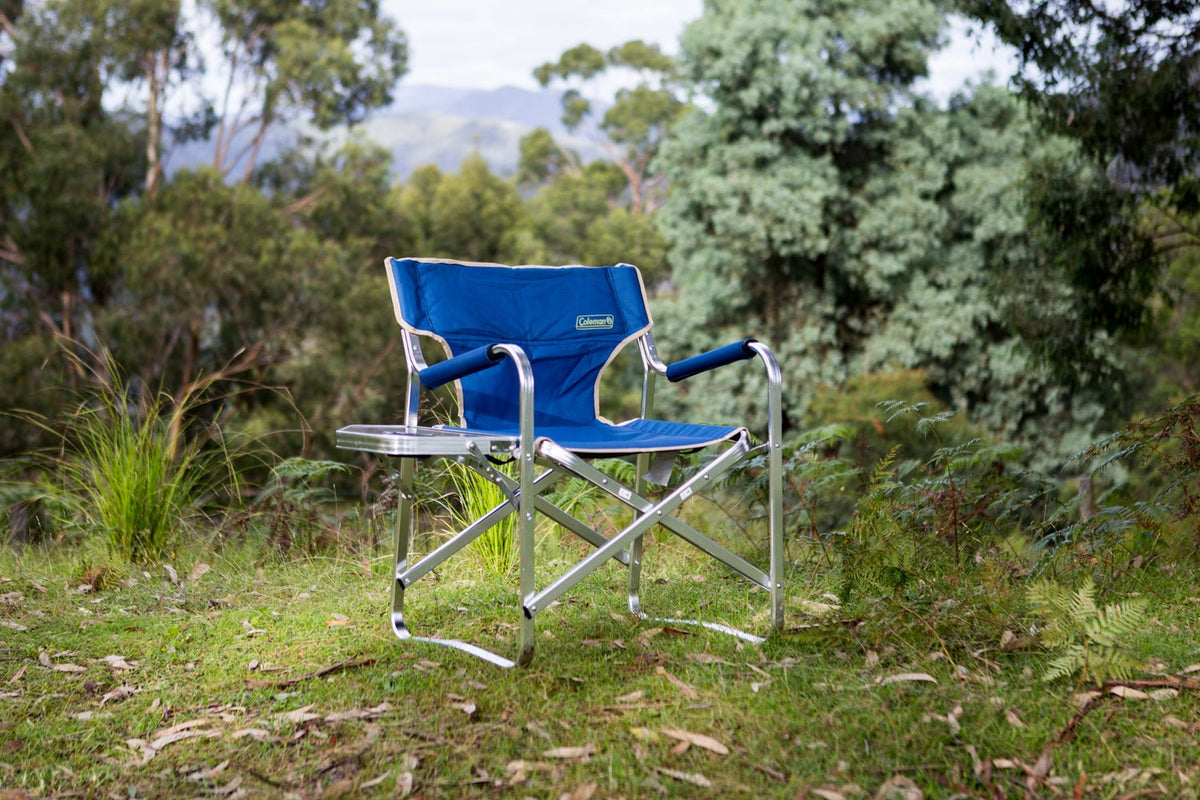Coleman Flat Fold Directors Plus Camping Chair with Side Table - Blue - view 7