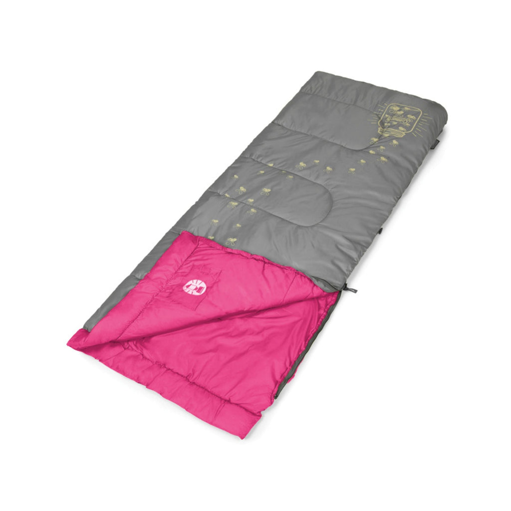 Coleman 7°C Sleeping Bag Kids FryeFly Illumi-bug Pink, Glow in the Dark