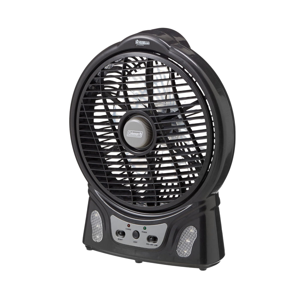 Coleman 240V Rechargeable Lithium Ion Fan with LED Lights 8”/20cm