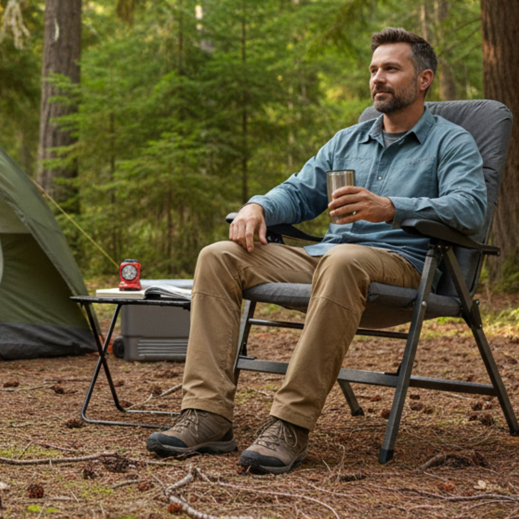 Coleman Pioneer Heather Flat Fold 8-Position Reclining Wide Camping Chair - view 4