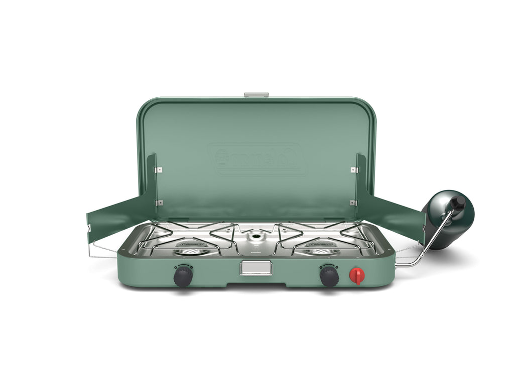 Coleman Cascade 222 2-Burner Portable Camping Stove with Wind Guards, 22000 BTUs