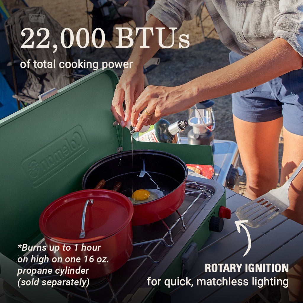 Coleman Cascade 222 2-Burner Portable Camping Stove with Wind Guards, 22000 BTUs - view 2