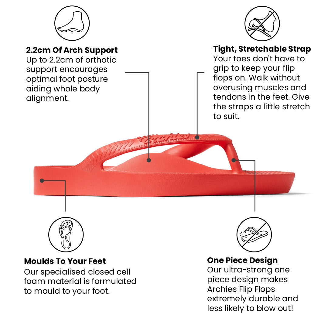 Archies Arch Support Thongs - Classic - Coral