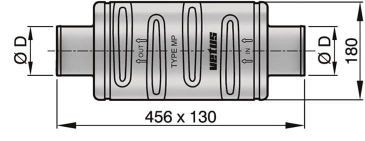 VETUS Exhaust muffler type MP75, for Ø 75 mm hose  DEMPMP75 - view 2
