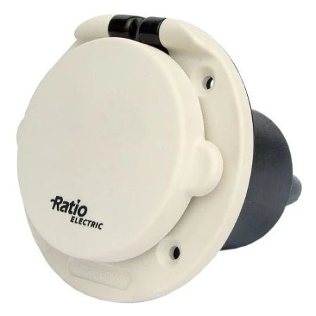 VETUS Shore power wall inlet, 16 A, IP56, flush mounted, white polyamide EOSPW16W