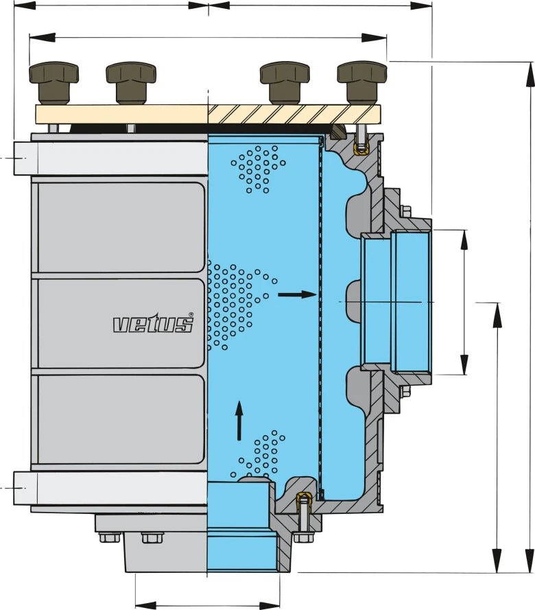 VETUS Cooling water strainer type 1900, connection G2 1/2", hose connection Ø 63 mm FTR190063 - view 3