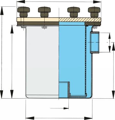 VETUS Cooling water strainer type 525, stainless steel (AISI 316), connection G1 1/2" excl. mounting brackets FTR525 - view 5