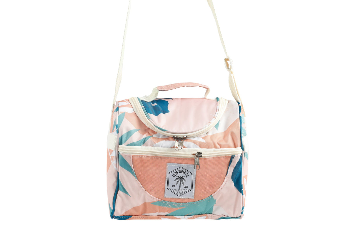 Blush Palm Lunch Cooler Companion, Removable Shoulder Strap, Zipped Storage Pocket