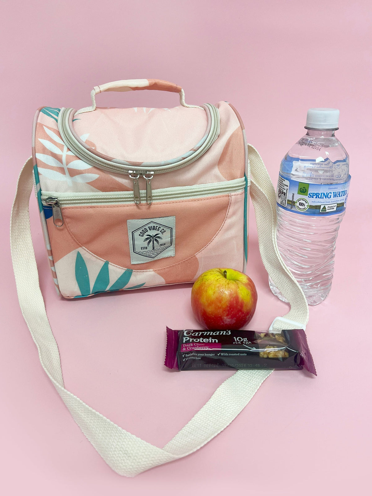 Blush Palm Lunch Cooler Companion, Removable Shoulder Strap, Zipped Storage Pocket - view 2