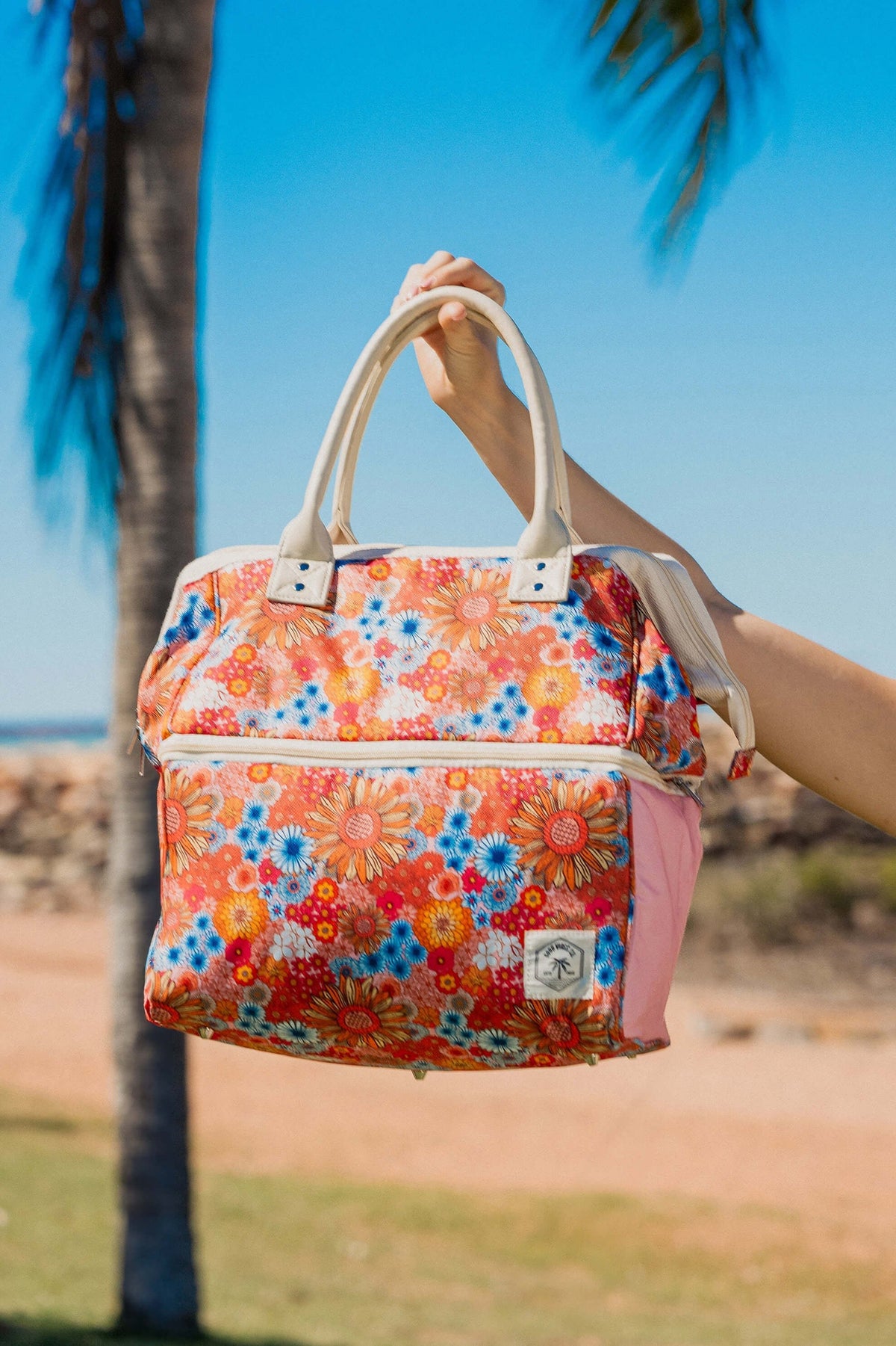 Retro Summer Premium Insulated Picnic Cooler Bag, Carry Handles, 2 Separate Compartments, Holds 24+ Cans - view 3