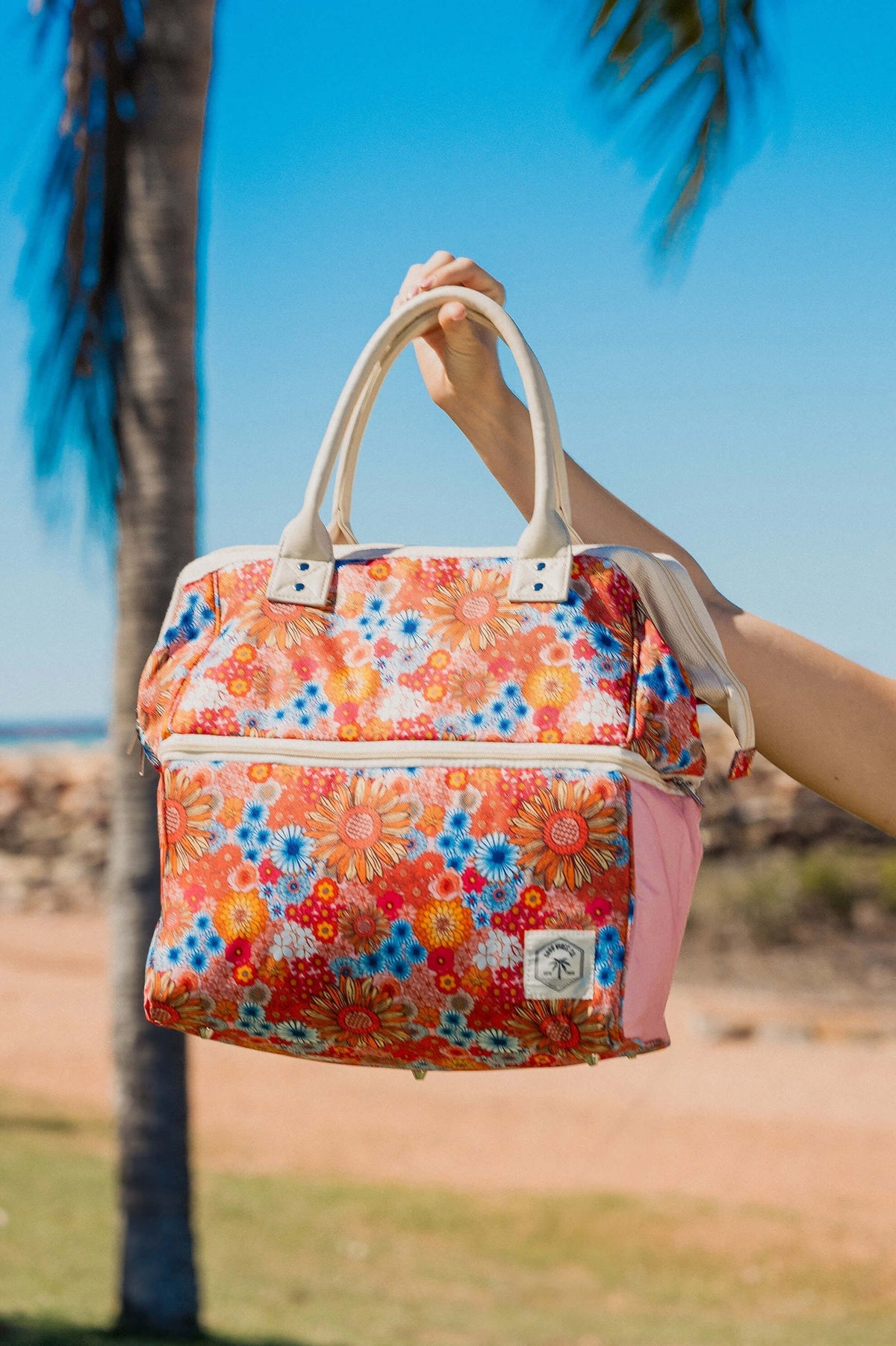 Retro Summer Premium Insulated Picnic Cooler Bag, Carry Handles, 2 Separate Compartments, Holds 24+ Cans - view 3