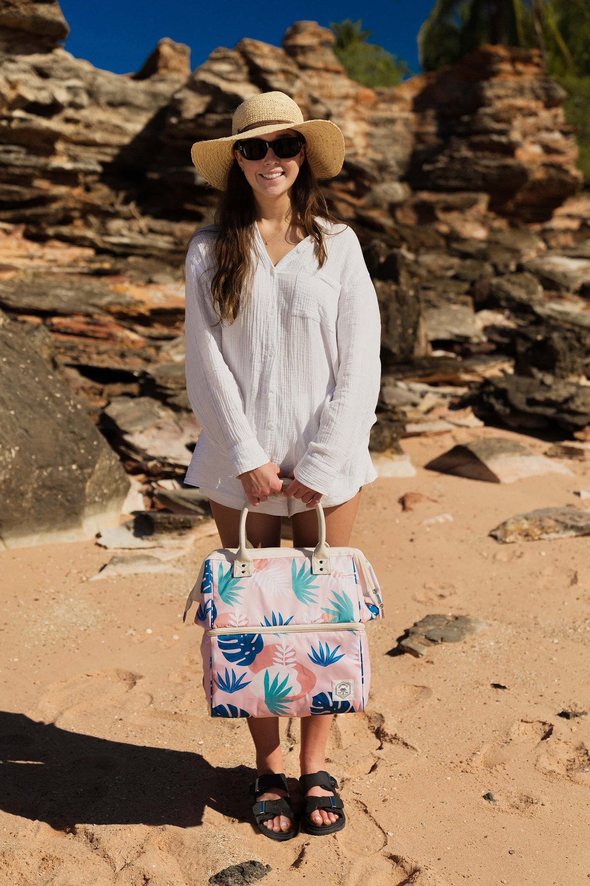 Blush Palm Premium Insulated Picnic Cooler Bag, Carry Handles, 2 Separate Compartments, Holds 24+ Cans - view 2