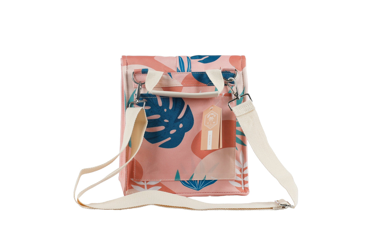 Blush Palm Insulated Lunch Bag, Removable Shoulder Strap, Metal Buckle - view 5