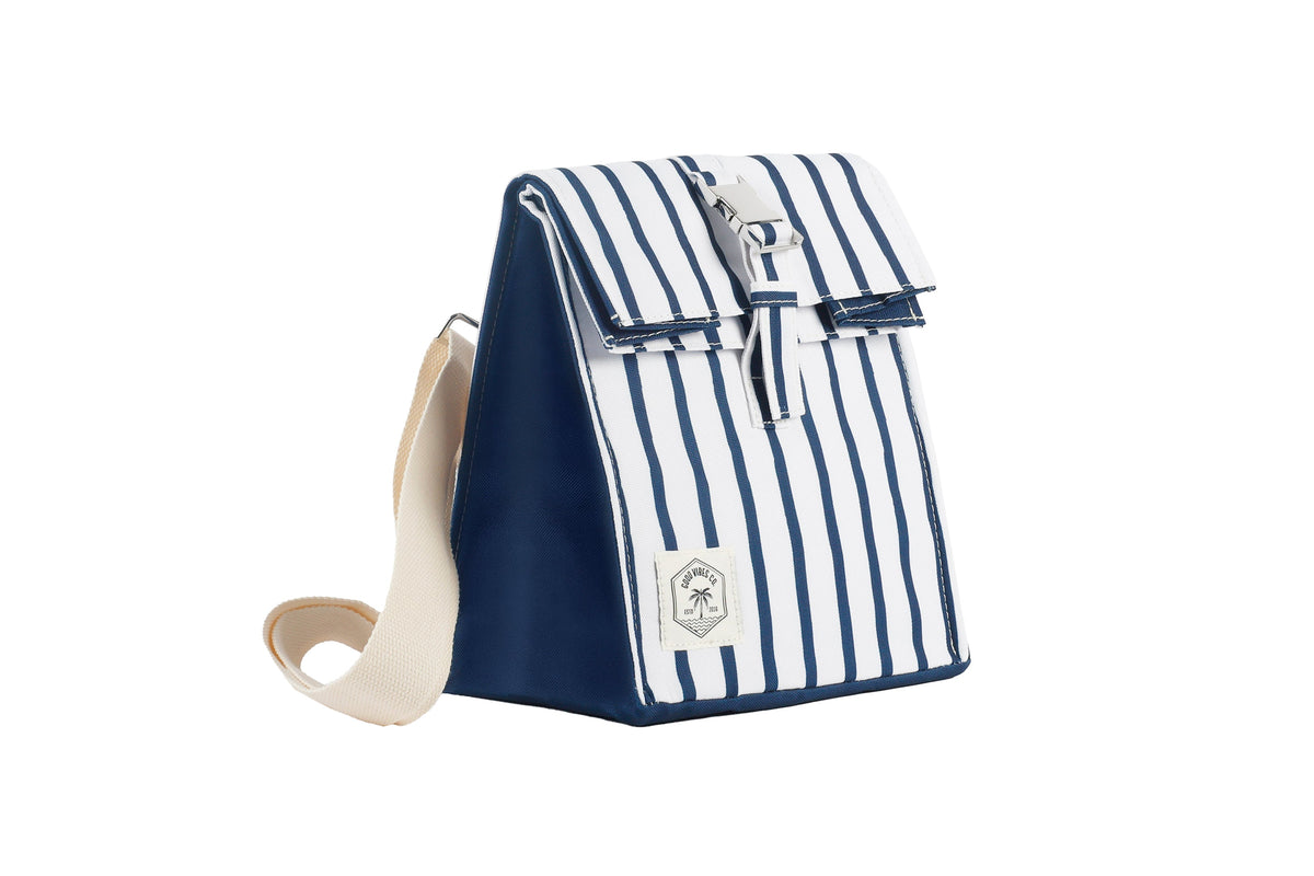 Mediterranean Insulated Lunch Bag, Removable Shoulder Strap, Metal Buckle