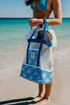 Peacock Paradise 2 in 1 Insulated Beach Cooler Bag, 2 Compartments, Mesh Top, Zipped Pocket - view 2