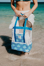 Peacock Paradise 2 in 1 Insulated Beach Cooler Bag, 2 Compartments, Mesh Top, Zipped Pocket - view 3