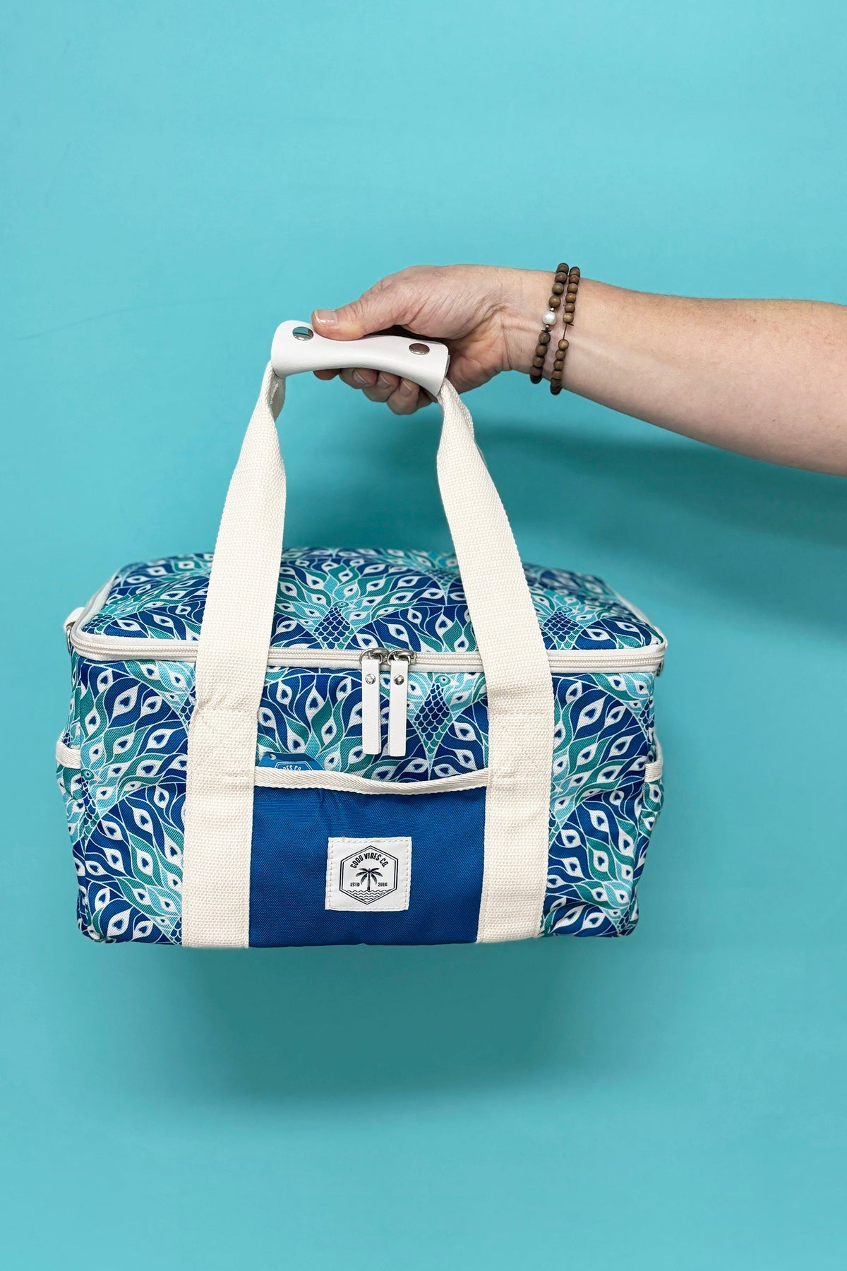 Peacock Paradise 15 Can Deluxe Cooler Bag, Insulated Lining, Removable Shoulder Strap, Storage Pocket - view 4