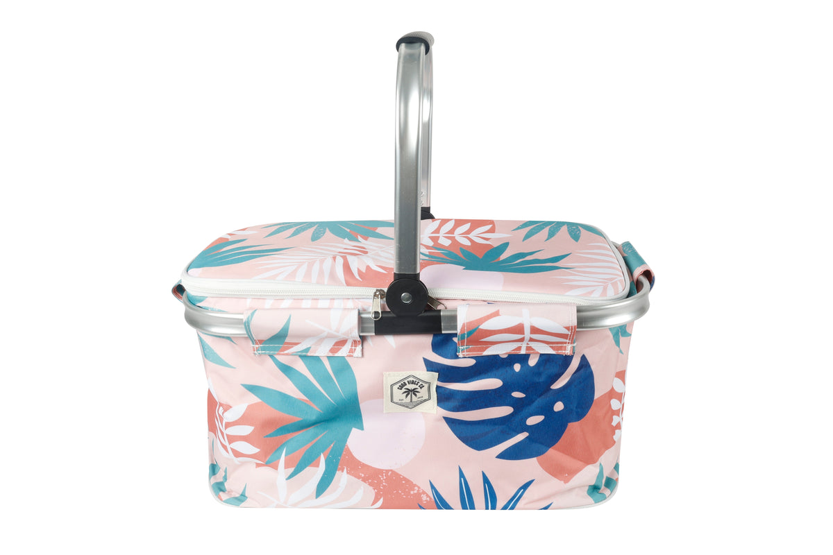 Blush Palm Insulated Market Cooler Bag, Aluminium Frame, Fully Zipped, Collapsible - view 5