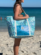 Peacock Paradise Jumbo Shopping Tote Beach Bag, Dual Handle, Waterproof & Lightweight - view 2