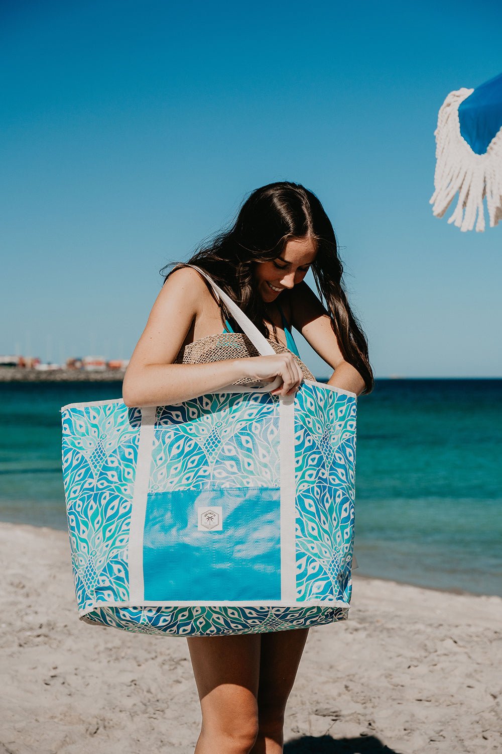 Peacock Paradise Jumbo Shopping Tote Beach Bag, Dual Handle, Waterproof & Lightweight - view 6