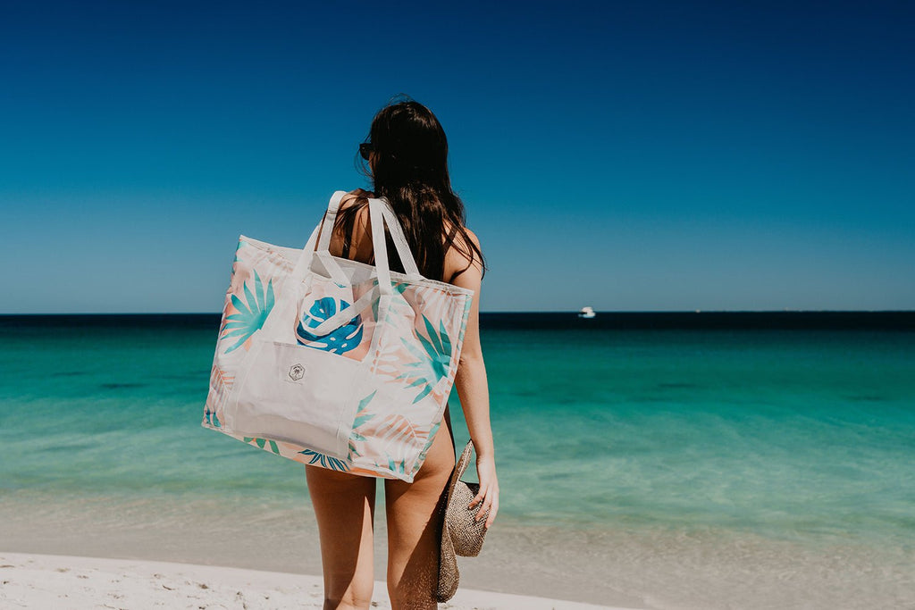 Blush Palm Jumbo Shopping Tote Beach Bag, Dual Handle, Waterproof & Lightweight - view 4
