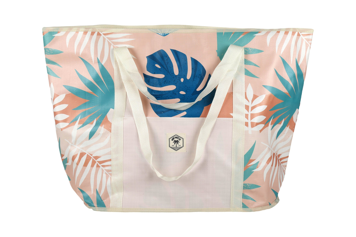 Blush Palm Jumbo Shopping Tote Beach Bag, Dual Handle, Waterproof & Lightweight