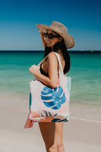 Blush Palm Beach Shopping Bag, Inner Pocket, Carry Handles - view 4
