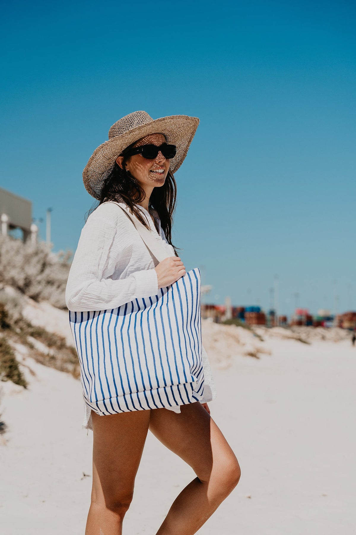 Mediterranean Beach Shopping Bag, Inner Pocket, Carry Handles - view 2