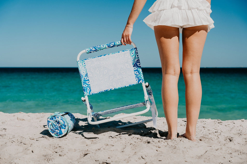 Peacock Paradise Foldable Beach Chair with Carry Strap, Lightweight & Portable, High Back, Powder Coated Frame - view 2